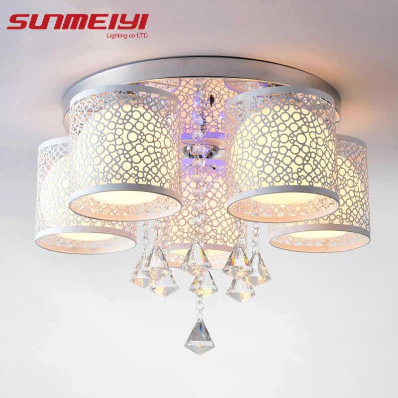 New Round LED Crystal Ceiling Light For Living Room Bedroom Kitchen Indoor Lamp with Remote Controlled luminaria home decoration