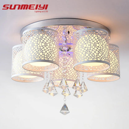 New Round LED Crystal Ceiling Light For Living Room Bedroom Kitchen Indoor Lamp with Remote Controlled luminaria home decoration