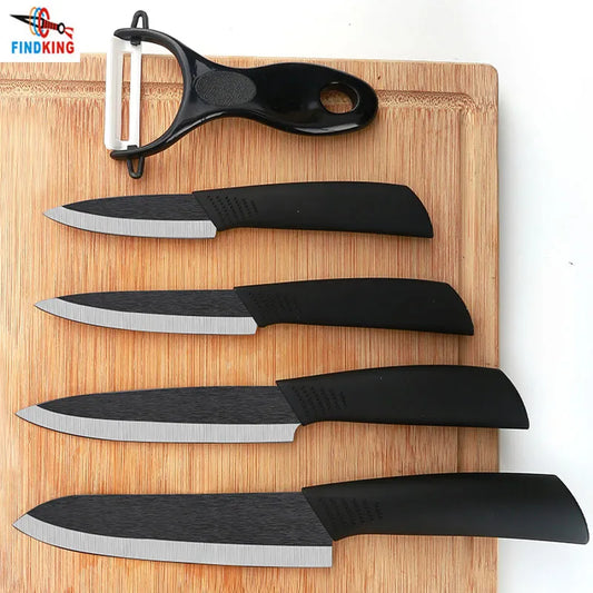 FINDKING Top quality  Zirconia black blade 3" 4" 5" 6" inch + Peeler + covers ceramic knife set kitchen Paring Fruit  knife