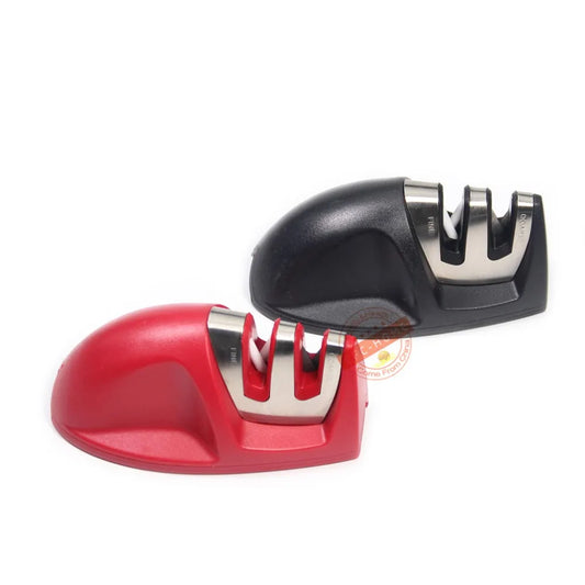 Portable 2-stage  Kitchen Knife Sharpener with Comfortable Non-Slip Grip, Kitchen accessories Black / Red