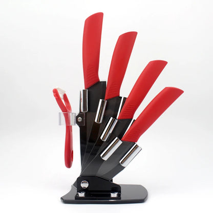 High quality brand black blade kicthen ceramic knife set  3" 4" 5" 6" inch + peeler + Acrylic Holder/stand Chef Kitchen knife