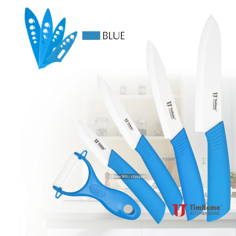 Originals Timhome Brand Zirconia Ceramic Knife Set 3"4"5"6"Kitchen With Covers  As Free Gift