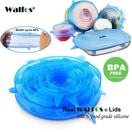 WALFOS Silicon Stretch Lids Universal Lid Silicone Food Wrap Bowl Pot Lid Silicone Cover Pan Cooking Kitchen Accessories