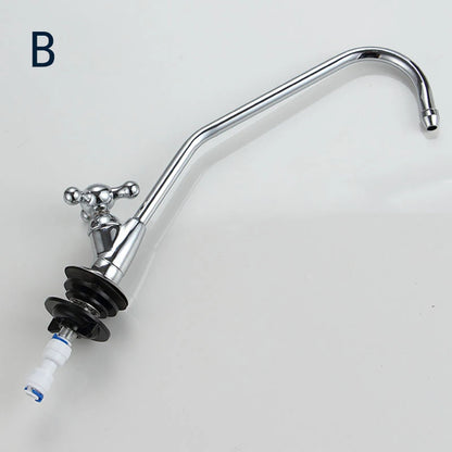 Water filter parts Stainless Steel Faucet sets  With pipe connector Water purifier Tap Kitchen RO Faucet 1/4 Inch Connect Hose