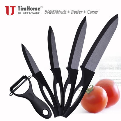 Timhome Kitchen  3"4"5"6" Inch Ceramic Knife Set Peeler knife Cover  Hollow Handle With Metal Paint