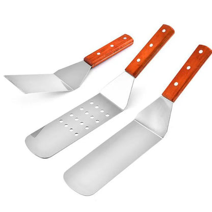 Spatule de retournement de barbecue en métal en acier inoxydable, ustensiles de cuisine, accessoires pour escalopes, Bacon, crêpes Teppanyaki