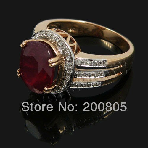 LOVERJEWELRY Vintage-Ringe, oval, massiv, 14 Karat Roségold, 4,58 Karat, natürlicher Diamant, Verlobungsring, Hochzeit, Rubinring