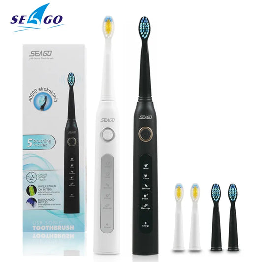 Seago SG-507 Sonic Electric Toothbrush Adults Oral Care Teeth Whitening Massage Gum 5 Modes Waterproof Rechargeable Tooth Brush