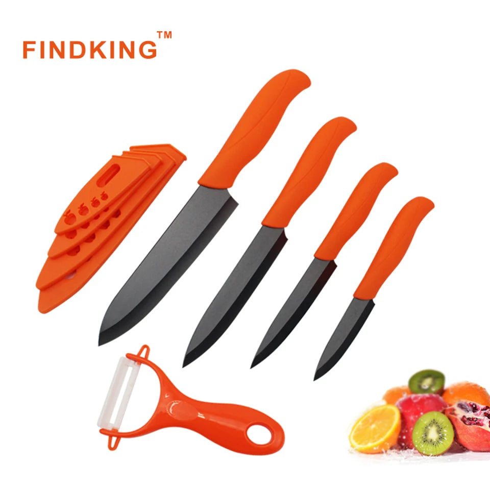 FINDKING Brand black ceramic blade kitchen knife set Zirconia kitchen Ceramic Knife set 3" 4" 5" 6" inch+ Peeler+4 Covers