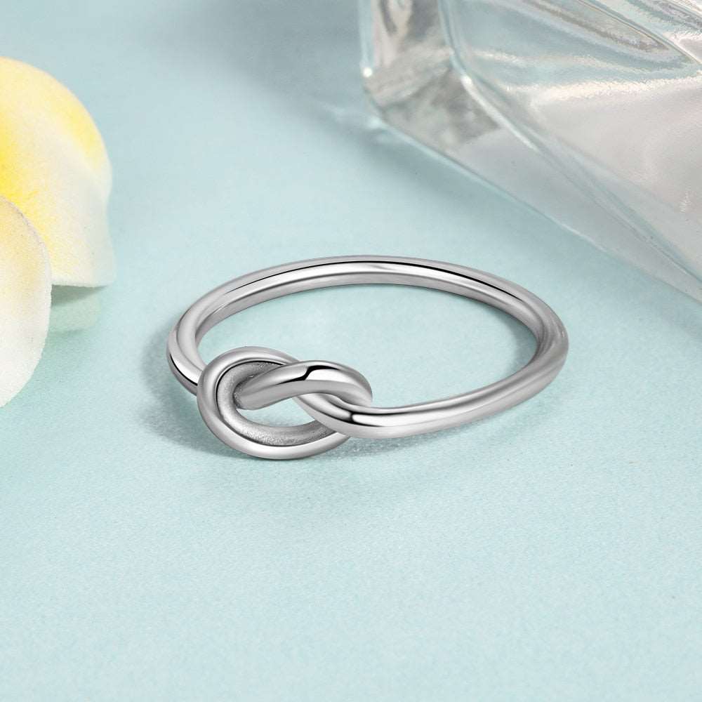 JewelOra Genuine 925 Sterling Silver Knot Rings for Women Girls Female Finger Jewelry Birthday Gift for Best Friend