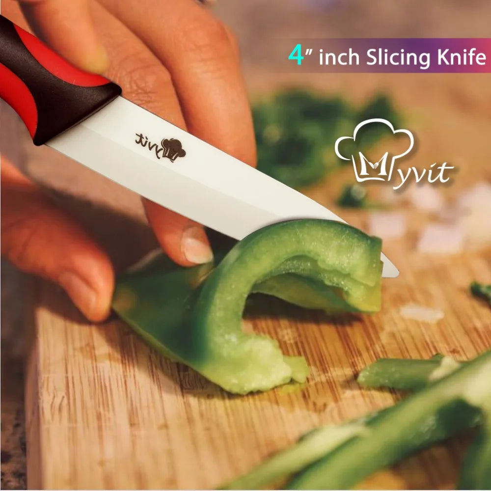 Kitchen Knife Set Ceramic Knives Paring Utility Slicing Chef 3 4 5 inch White Zirconia Blade Fruit Vegetable Knife Tools Cutter