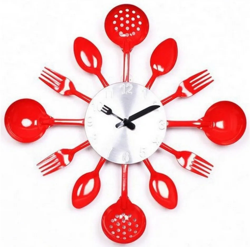 Real Metal Wall Clock Knife Kitchen Decoration Quartz Mute Modern Separates Needle Watch Home