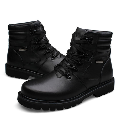 Bottes en cuir véritable pour hommes, faites à la main, en fourrure de lapin, grande taille, en cuir pleine fleur, Super chaudes, chaussures d'hiver pour hommes russes