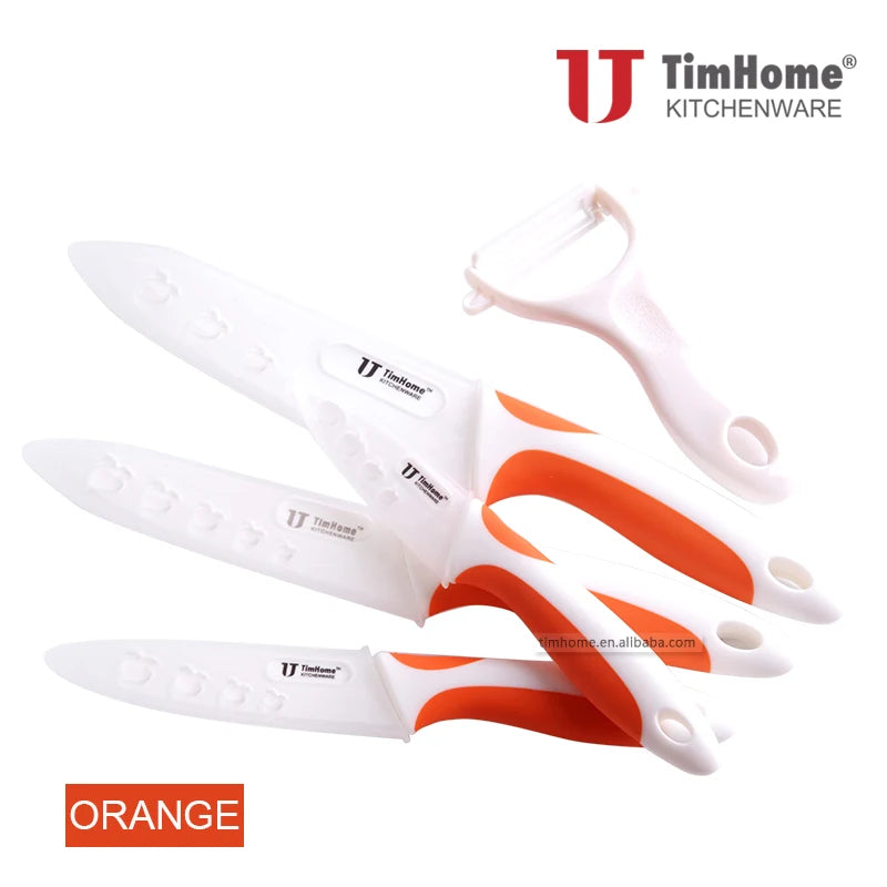 Original Timhome Zirconia Kitchen Tools Mix Color  Ceramic Knife Set 3" 4" 5" 6" Inch Wtih Peeler Covers