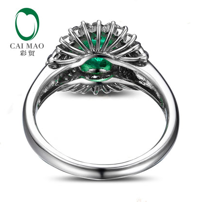 Gorgeous Emerald Ring 14k White Gold Natural 0.48ct Diamond Engagement Ring Free Shipping