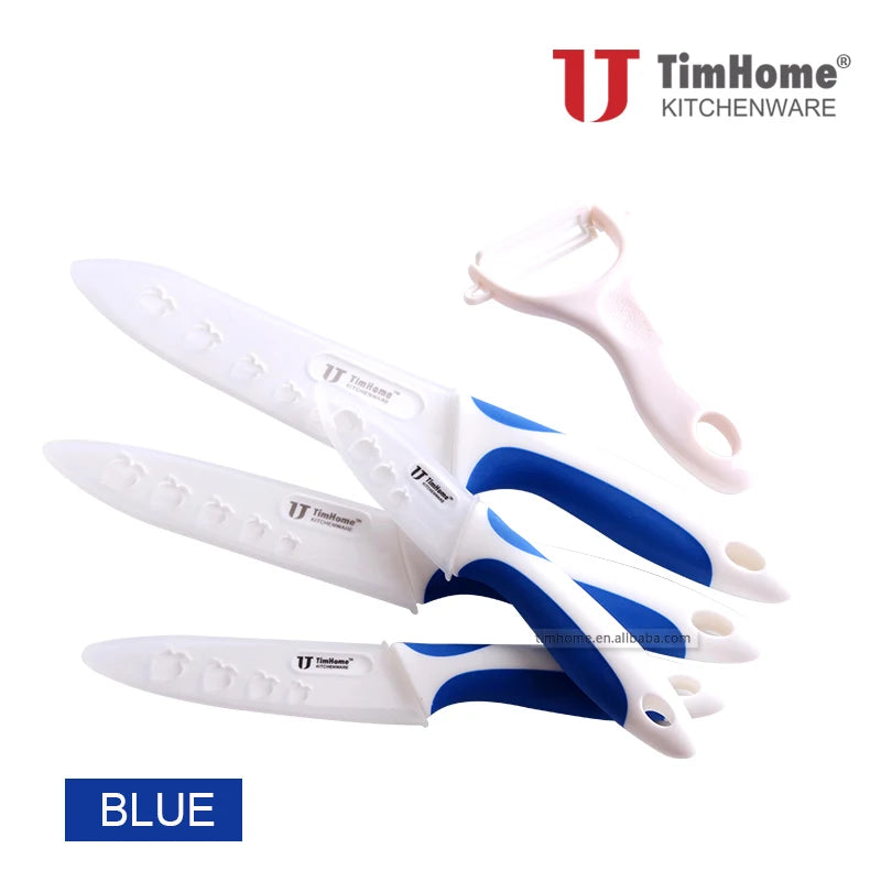 Original Timhome Zirconia Kitchen Tools Mix Color  Ceramic Knife Set 3" 4" 5" 6" Inch Wtih Peeler Covers