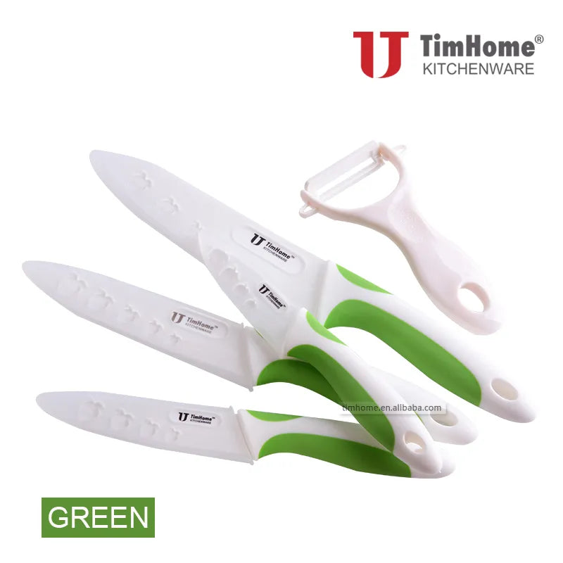 Original Timhome Zirconia Kitchen Tools Mix Color  Ceramic Knife Set 3" 4" 5" 6" Inch Wtih Peeler Covers