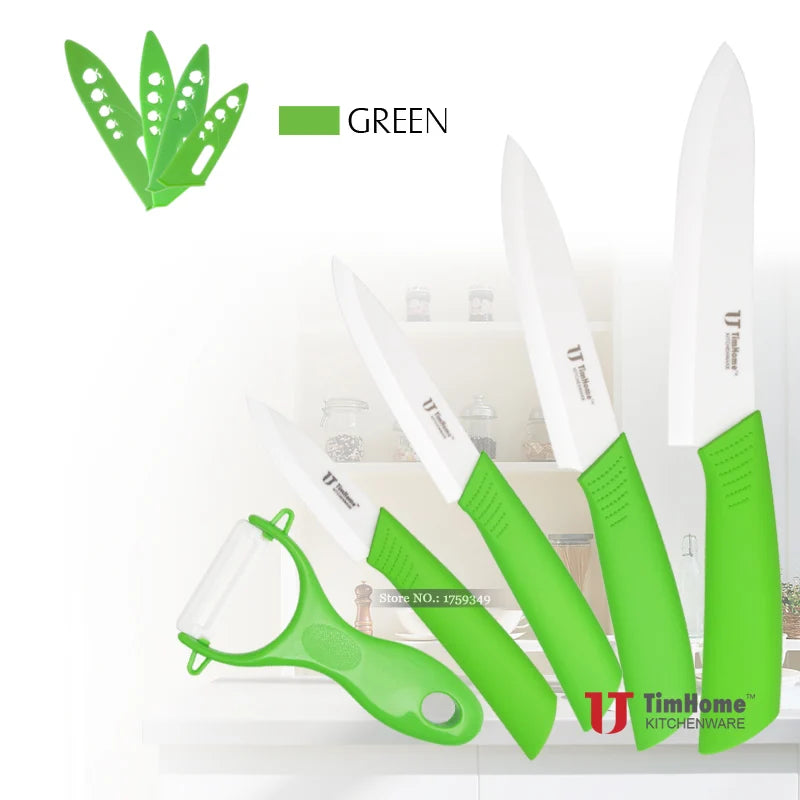 Originals Timhome Brand Zirconia Ceramic Knife Set 3"4"5"6"Kitchen With Covers  As Free Gift