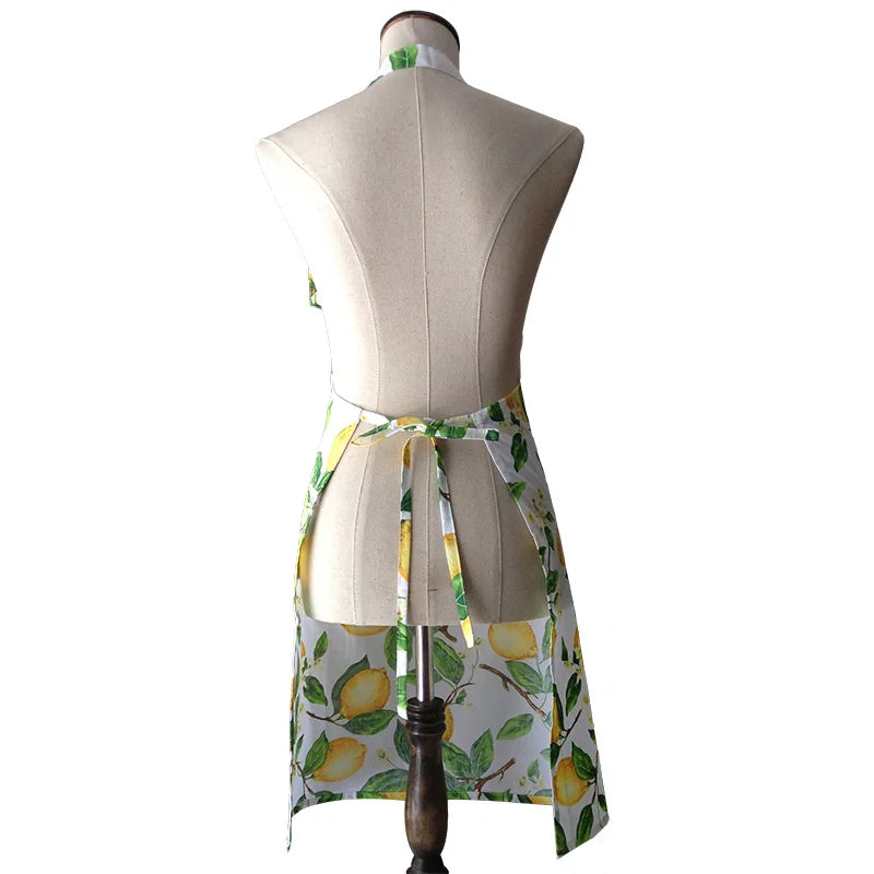 Retro Yellow Lemons Vintage Women Kitchen Cooking Apron Avental de Cozinha Divertido Tablier Cuisine Pinafore Apron