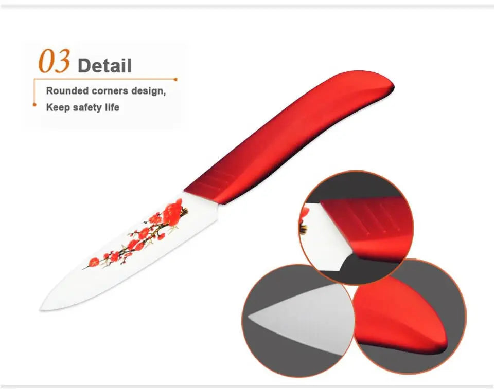 FINDKING Brand High sharp quality Ceramic Knife Set tools 3 4 5 6 Kitchen Knives  with red flower Dropshipping + Covers