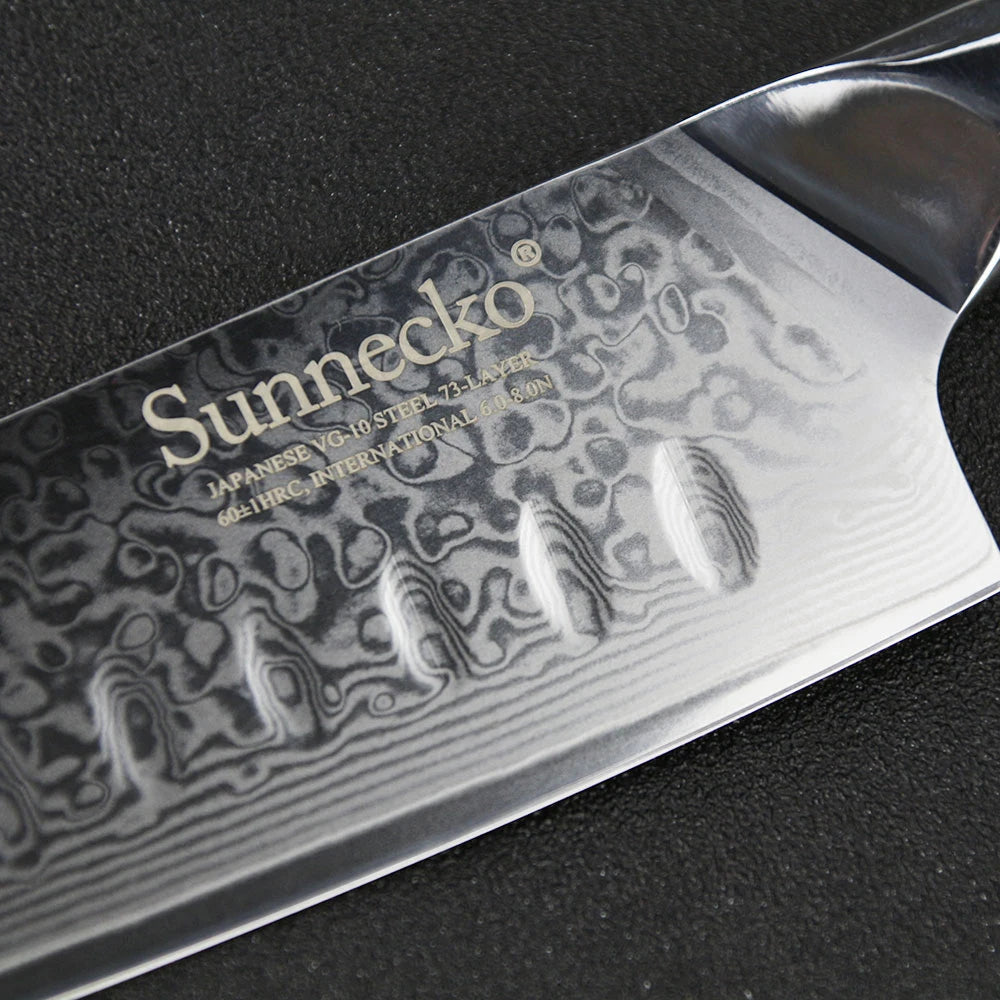 SUNNECKO 7" inch Santoku Kitchen Knife Japanese VG10 Steel Blade Razor Sharp Damascus Cut Chef's Tool Cooking G10 Handle Knives