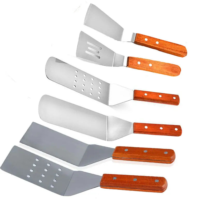 Spatule de retournement de barbecue en métal en acier inoxydable, ustensiles de cuisine, accessoires pour escalopes, Bacon, crêpes Teppanyaki