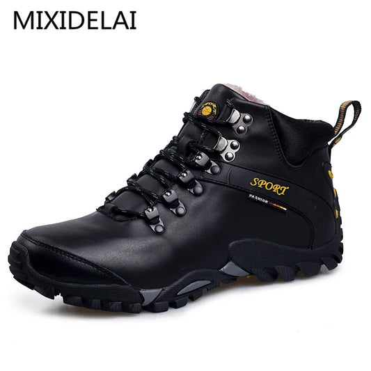 MIXIDELAI New Road Track 2023 Men Snow Boots Waterproof Men Footwear Winter Ankle Boots Fur Breathable Men Winter Shoes 3 Colors