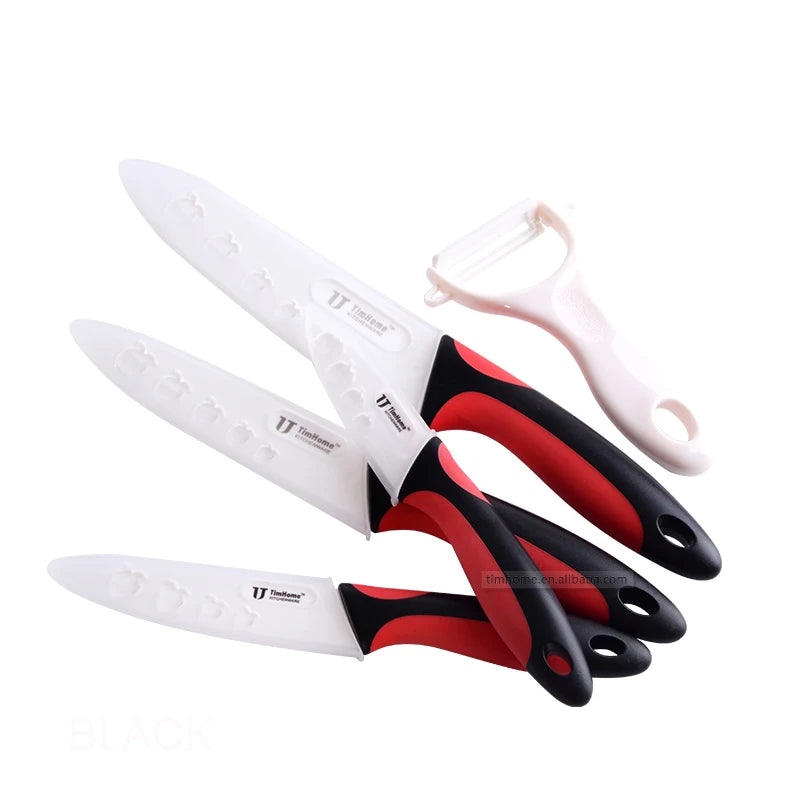 Original Timhome Zirconia Kitchen Tools Mix Color  Ceramic Knife Set 3" 4" 5" 6" Inch Wtih Peeler Covers