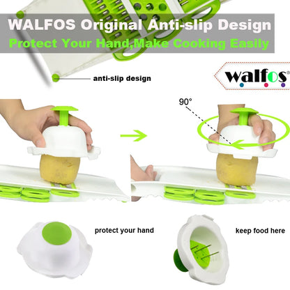 WALFOS Mandolinenschäler, Reibe, Gemüseschneider, Werkzeuge mit 5 Klingen, Karottenreibe, Zwiebel-Gemüseschneider, Küchenzubehör