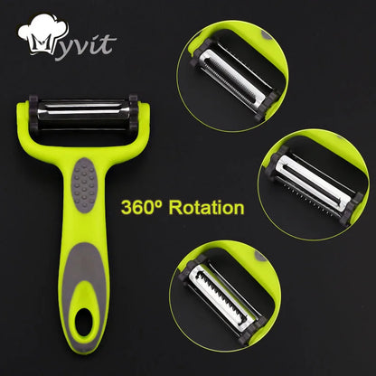 Multifunctional Peeler 360 Degree Rotary Potato Peeler Vegetable Cutter Fruit Planer Kitchen Gadgets with 3 Blades