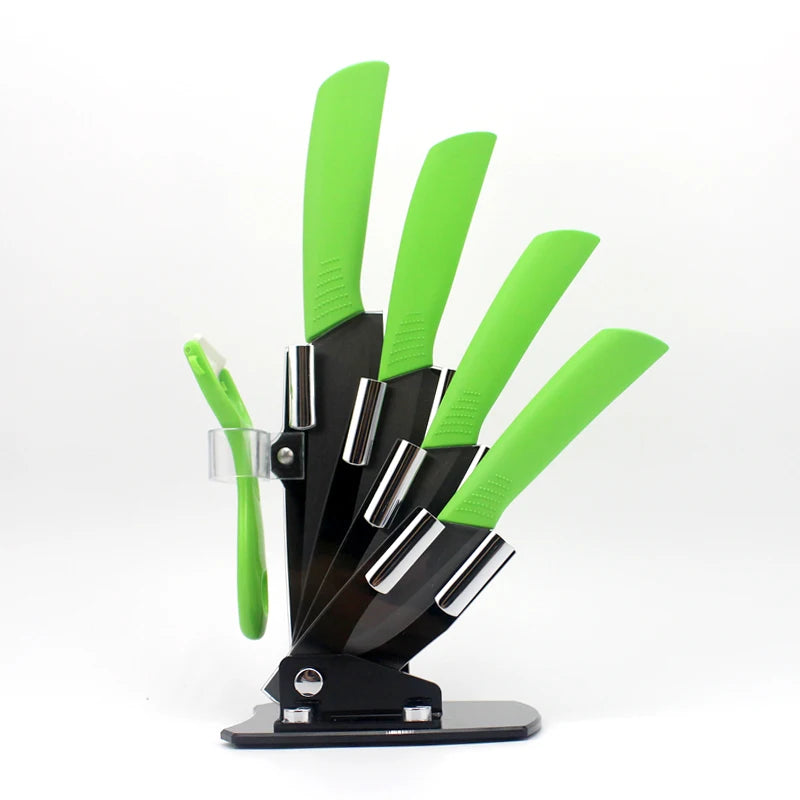 High quality brand black blade kicthen ceramic knife set  3" 4" 5" 6" inch + peeler + Acrylic Holder/stand Chef Kitchen knife