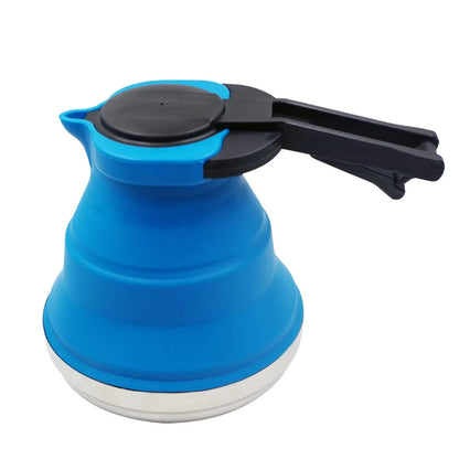 Bouilloire à eau pliante en Silicone pour l'extérieur, 1,2 l, chaudière à thé Portable, fournitures de cuisine de Camping, bouilloire à eau bouillante à fond en acier