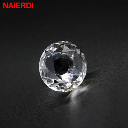 NAIERDI 20-40mm Crystal Handle Diamond Glass Knobs Cupboard Drawer Pull Kitchen Cabinet Door Wardrobe Handles Hardware