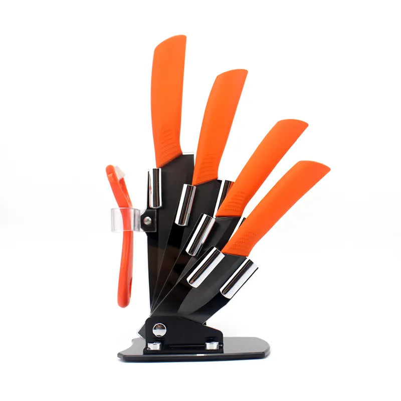 High quality brand black blade kicthen ceramic knife set  3" 4" 5" 6" inch + peeler + Acrylic Holder/stand Chef Kitchen knife