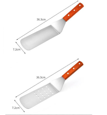 Spatule de retournement de barbecue en métal en acier inoxydable, ustensiles de cuisine, accessoires pour escalopes, Bacon, crêpes Teppanyaki