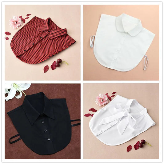 Chemise unie à faux col, cravates, chemisier blanc, noir et rouge, Vintage, colliers détachables, accessoires pour vêtements pour femmes et hommes, offre spéciale