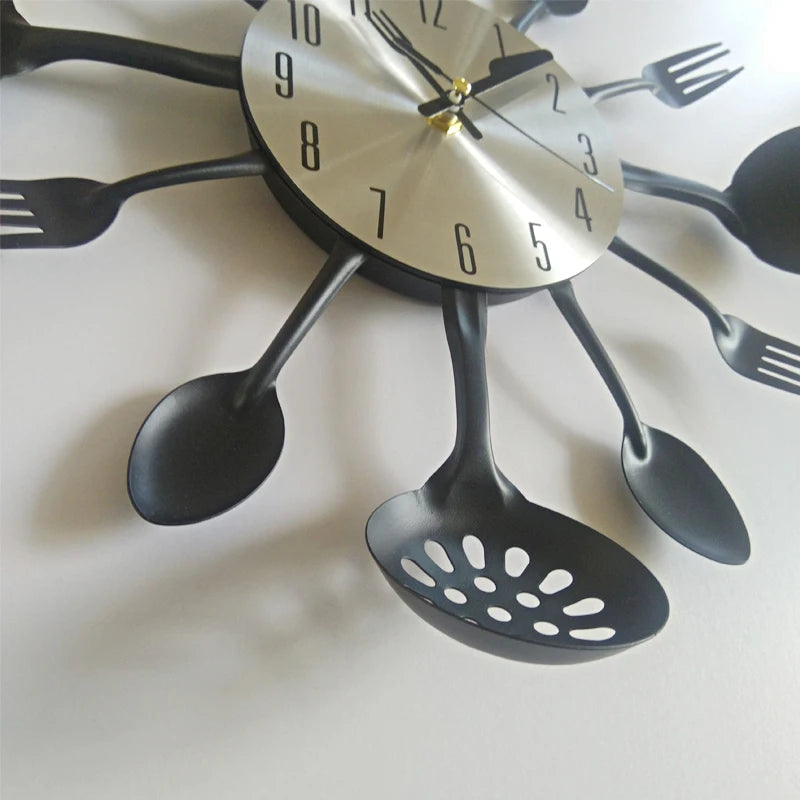 Real Metal Wall Clock Knife Kitchen Decoration Quartz Mute Modern Separates Needle Watch Home