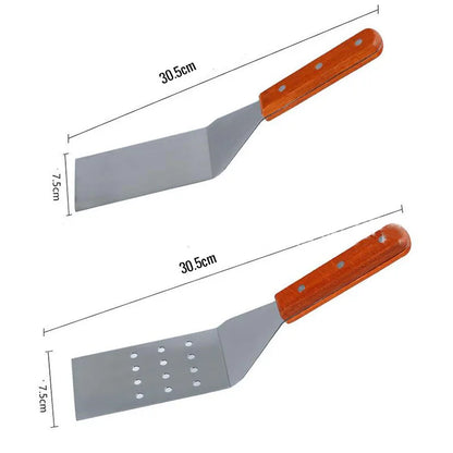 Spatule de retournement de barbecue en métal en acier inoxydable, ustensiles de cuisine, accessoires pour escalopes, Bacon, crêpes Teppanyaki