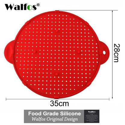 WALFOS 3 in 1 Splatter Screen Splatter Guard Kitchen Strainer Trivet Pot Lid Pan Cover Silicone Lid Spill Stopper Wash Strainer