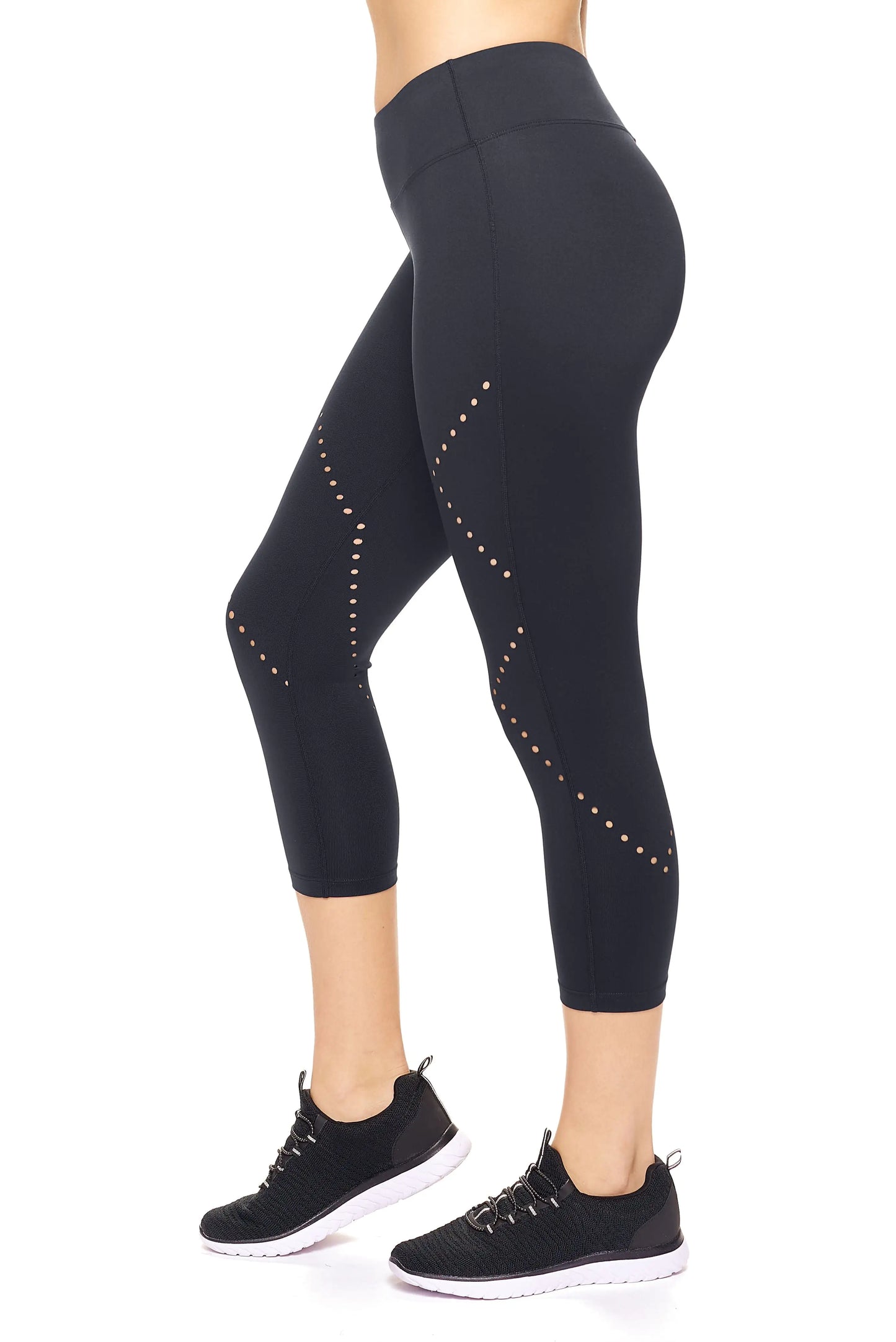 Women's Mid-Rise Diamond Laser Cut Capri Leggings