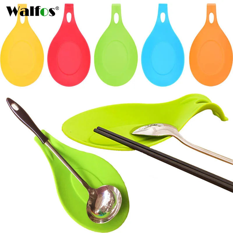 WALFOS Food Grade Silicone Spoon Rest Utensil Spatula Holder Heat Resistant Kitchen Tool