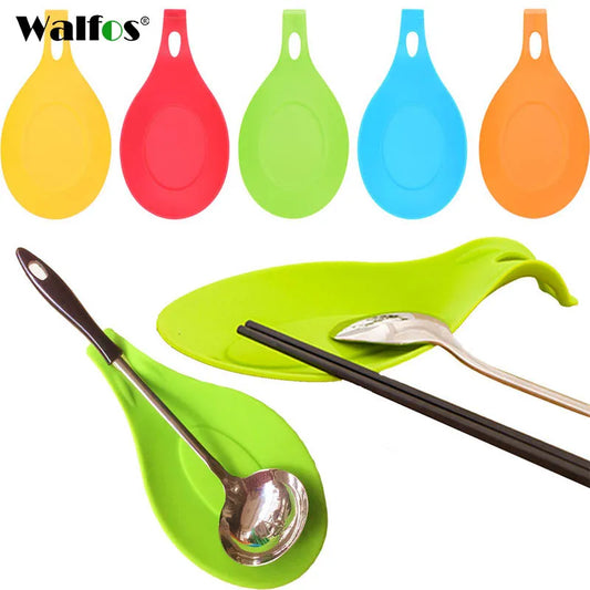 WALFOS Food Grade Silicone Spoon Rest Utensil Spatula Holder Heat Resistant Kitchen Tool