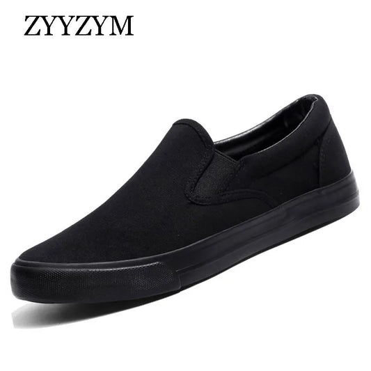 Men Casual Shoes Canvas Slip-On All Black Low Style Breathable Light Fashion Shoes for Men Footwear Zapatos De Hombre