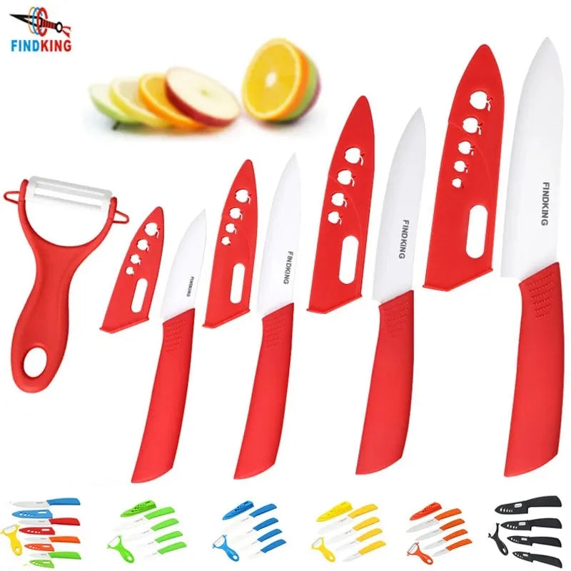 FINDKING top quality ceramic Zirconia kitchen knife set Ceramic Knife 3 4 5 6 inch Peeler Covers for Meat bread fruit knives set