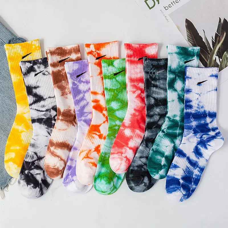 Women Tie-dye Middle Tube Socks - Jaazi Intl