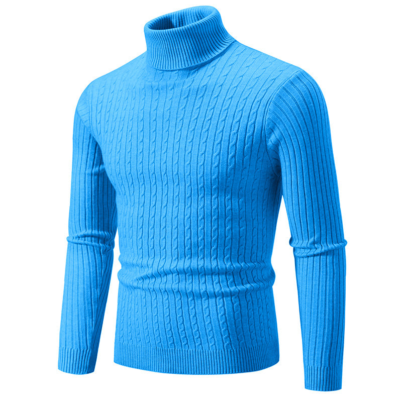 Men&#039;s Turtleneck Sweater Men&#039;s Autumn And Winter Slim-fit Korean Fashion Twist Knitted Pullover Long-sleeved Sweater For Students