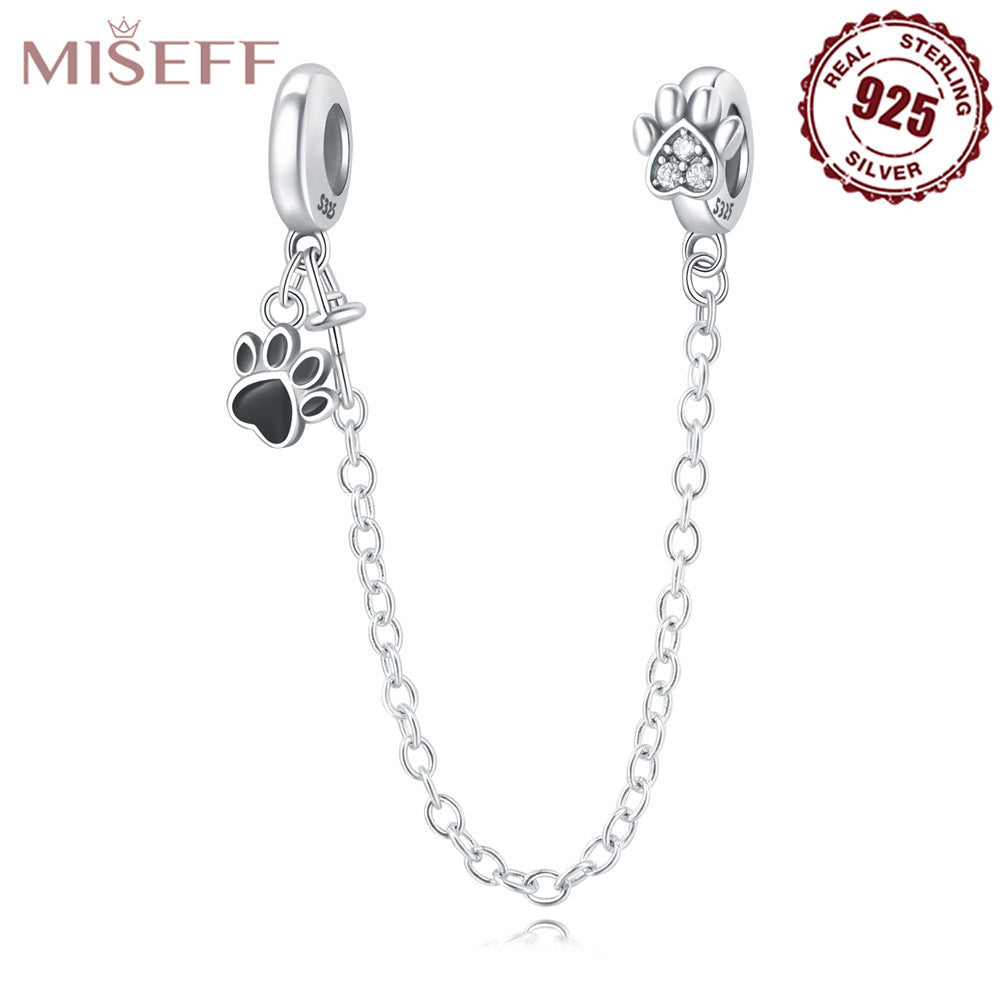 Missif Original 925 Sterling Silver Cute Cat And Dog Bone Paw Print Pendant DIY Bracelet Jewelry Accessories Pendant For Women