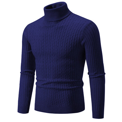 Men&#039;s Turtleneck Sweater Men&#039;s Autumn And Winter Slim-fit Korean Fashion Twist Knitted Pullover Long-sleeved Sweater For Students