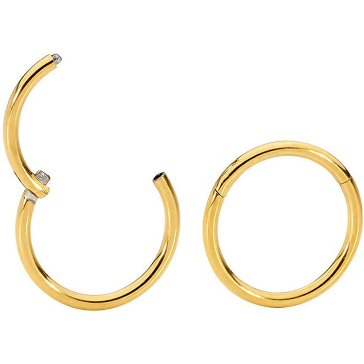 2022 Summer Titanium Steel Earrings Round Nose Rings New European And American Earrings Cross-border Earrings Golden Earrings Earrings