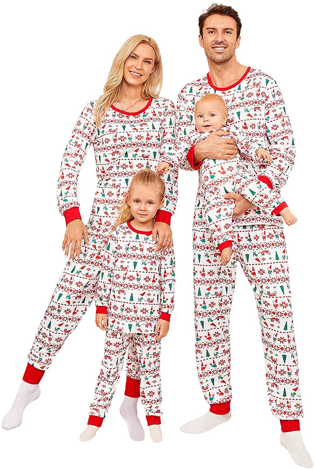 Cross-border Amazon Homewear Printed Pajamas Christmas Parent-child Wear Round Neck Long-sleeved Suit